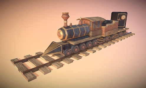 Cartoon Train Toy Train Steam Train Building Blocks Train Gold Transport Train 3d model