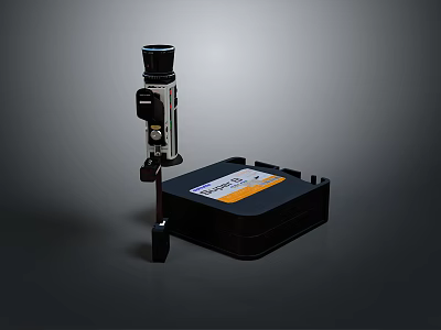 Black Electronic Detection Device With Cylindrical Sensor And Square Base 3d model
