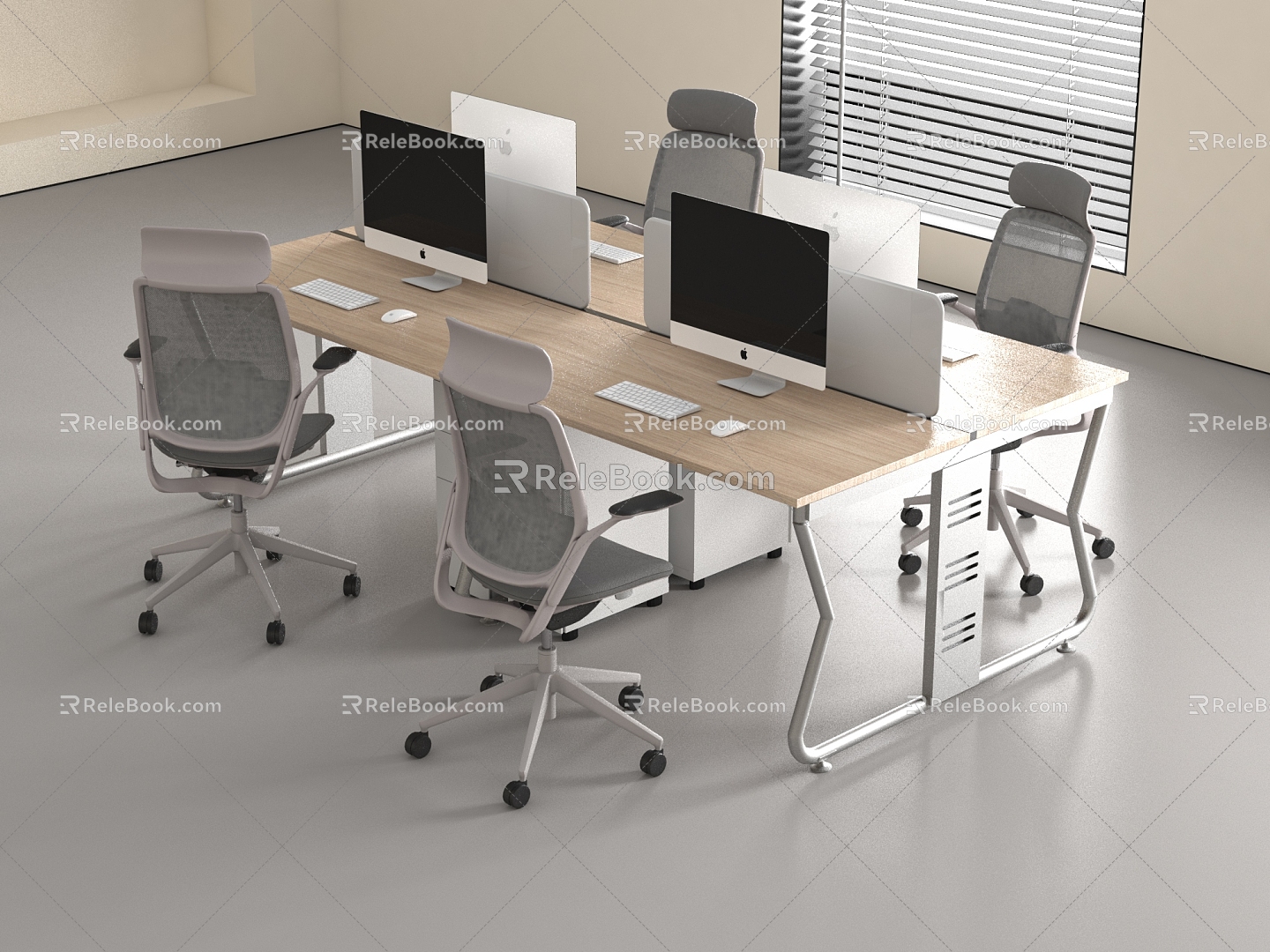 Modern Office Desk and Chair Staff Station Computer Desk and Chair 3d model