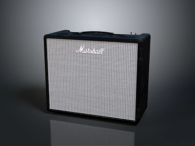 Marshall Electric Guitar Amplifier With Black And White Checkered Front Panel And Handle 3d model