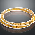 Yellow And White Nested Circular Rings With Mesh Pattern On Dark Background 3d model