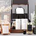 Stylish Bathroom Accessories With Soap Dispensers Aromatherapy Candles Storage Shelves And Mini Plants