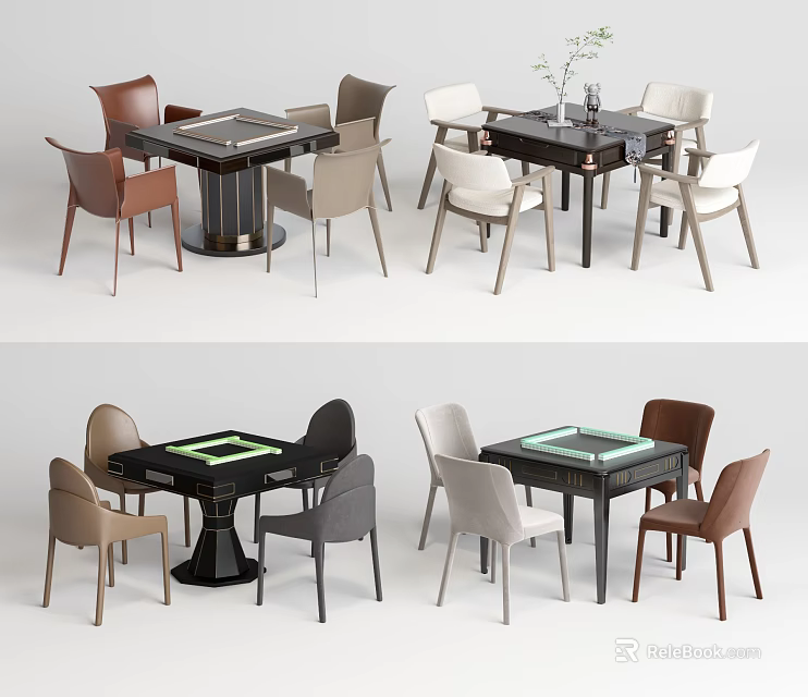 Modern Entertainment Table Designs With Various Colored Chairs And Stylish Frames 3d model 