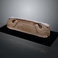 Ancient Stone Carving With Intricate Patterns And Animal Head Decorations On Display Stand 3d model