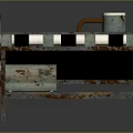 Rusty Mechanical Conveyor Equipment with Metal Frame Black Belts and White Rollers