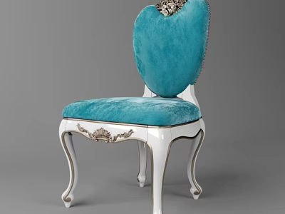 Elegant Blue Velvet Dining Chair With White Frame And Carved Gold Accent Legs 3d model