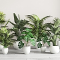 Modern Green Plant Potted Plant Combination Sanwei Kwai Green Plant Potted Plant Potted Plant Planting Plantain Leaf Small Leaf Plant Tree Flower Pot 3d model