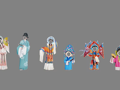 Traditional Chinese Opera Themed Photo Spot With Colorful Costumes And Intricate Masks 3d model
