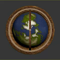 Decorative Globe Ornament Decoration Set With Wooden Base And Metal Rings