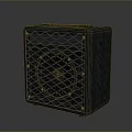 Modern Gray Computer Speaker With Diamond Mesh Grille For Desktop Use 3d model