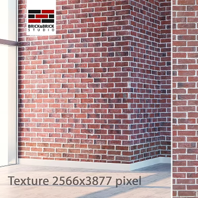 Brick Wall Construction Element With Textured Red Bricks And Corner Design 3d model