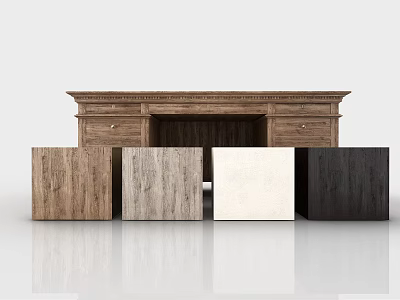 Classic Wooden Desk With Drawers And Various Wood Panel Finishes 3d model