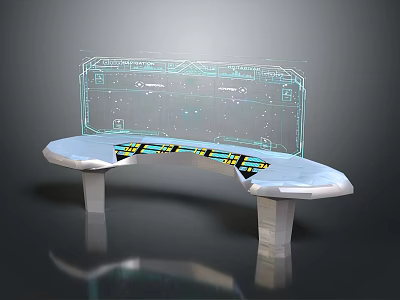 Modern Curved Bench With Transparent Structure And Illuminated Yellow Blue Strips 3d model