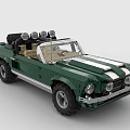 Green Vintage Convertible Building Block Car With White Stripes Open Top Design