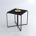 Modern Coffee Table With Marble Top Black Metal Frame White Plate And Yellow Lemons