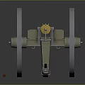 Vintage Brass Cannon With Large Wooden Wheels And Red Ramrod