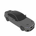 BMW M5 Sporty Gray Sedan With Front Grille Rear Spoiler And Alloy Wheels