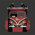 Stylish Red Food Truck with Flame Design Serving Delicious Mobile Food