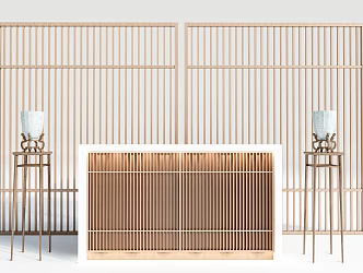 New Chinese-style Cashier Side Cabinet Service Desk Background Wall Partition 3d model