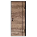 Modern Wooden Swing Door Design With Natural Wood Grain Gray Frame And Secure Lock Handle