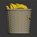 Stylish Wicker Basket Filled With Fresh Yellow Bananas For Home Use