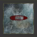 Red Boat Model With Flag Sailing On Wavy Blue Water 3d model