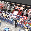 Indoor Playground with Ball Pit Slide Cartoon Themed Structures Colorful Decorations Enclosed Play Zones