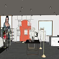 Fashion Clothing Store With Stylish Clothes Window Display Mannequin Racks And Lighting