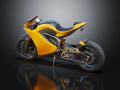 Sleek Yellow Sports Motorcycle With Streamlined Body Black Seat And Alloy Wheels 3d model