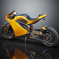 Sleek Yellow Sports Motorcycle With Streamlined Body Black Seat And Alloy Wheels