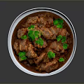 White Ceramic Bowl as Essential Household Item With Savory Stew Topped Fresh Cilantro