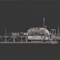 Industrial Mechanical Equipment Platform With Pipes Control Panels And Tower Structure