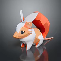 Low Poly Style Game Movie Character Orange White Squirrel With Big Tail And Ears