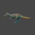 Realistic 3D Dinosaur Model With Blue Green Body And Orange Stripes Spiked Back