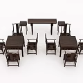 Traditional Wooden Dining Table Set With Classic Chairs And Elegant Design Elements 3d model