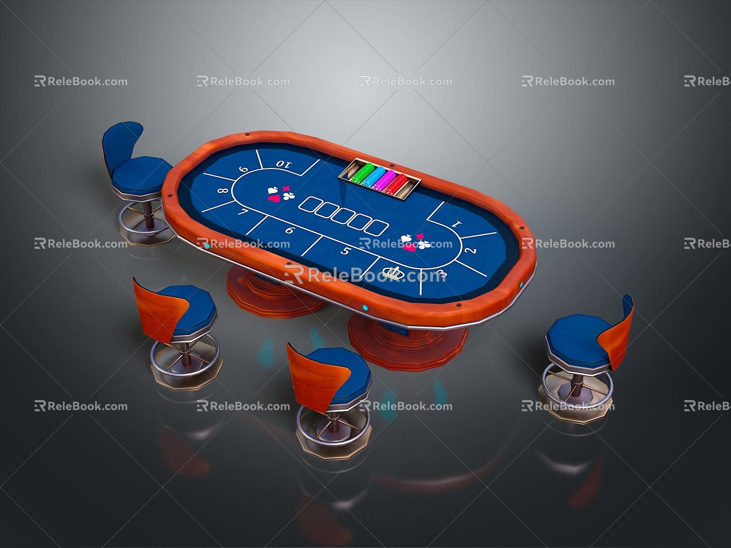 Roulette table gambling table gambling equipment items 3d model