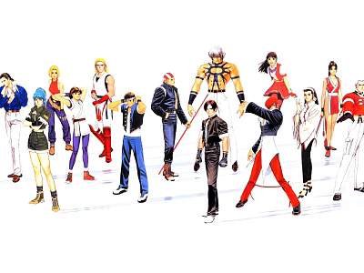 Game and Movie Anime Style Characters Group With Diverse Poses and Various Outfits 3d model