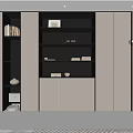 Cream Style Bookcase Decorative Cabinet High Cabinet Books Display Ornaments Floor Lamp 3d model