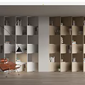 Modern Open Bookcase Interior Design With White Wooden Shelves Books And Plants