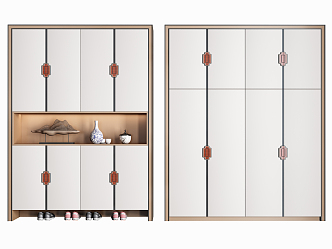 New Chinese-style Wardrobe Shoe Cabinet Wardrobe Combination 3d model