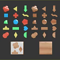 Educational Colorful And Wooden Building Blocks With Shaped Holes And Various Small Shapes
