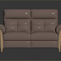 Soft Pink Upholstered Two Seater Sofa With Padded Armrests And Wooden Legs
