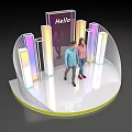 Popular Modern Photo Check in Spot With Hello Sign Colorful Decorations And People