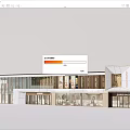 Modern Commercial Storefront Design with Glass Curtain Walls Wooden Elements and Display Windows