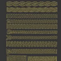 Different Brown and Beige Braided Decorative Bands with Various Weave Textures 3d model