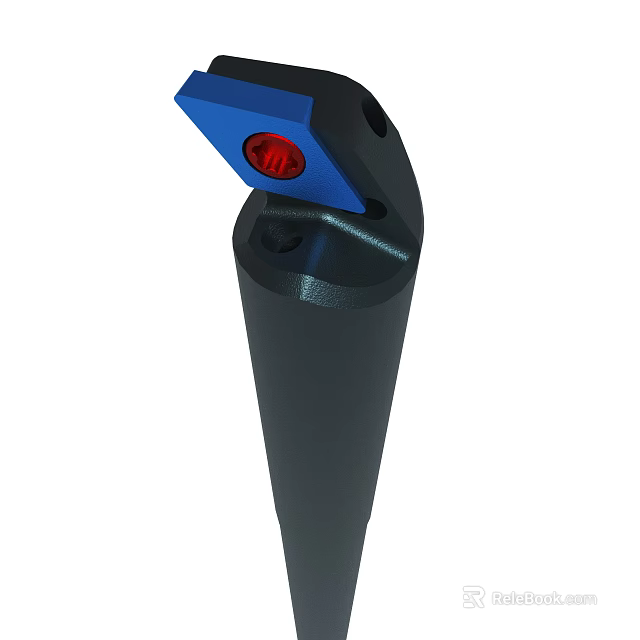 Black Cylindrical Mechanical Component With Blue Top And Red Indicator Light Design 3d model