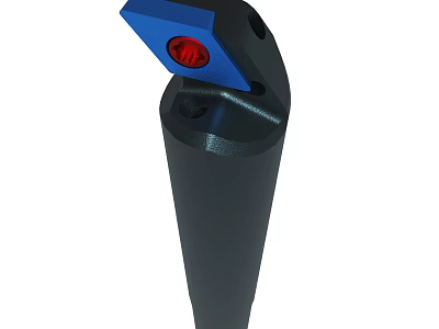 Black Cylindrical Mechanical Component With Blue Top And Red Indicator Light Design 3d model