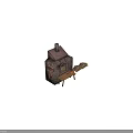 Traditional Brick Kitchen Oven With Chimney Wooden Bench And Cover