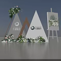 Check in Photo Spot With Triangular Decorations Fresh Flowers Green Plants And Easel Style Circular Mirror