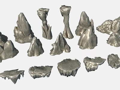 3D Stone and Wood Decorative Sculptures for Artistic Landscape Design 3d model